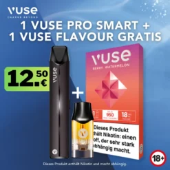 1 Vuse Pro Smart + 1 Vuse Flavour Berry Watermelon Gratis